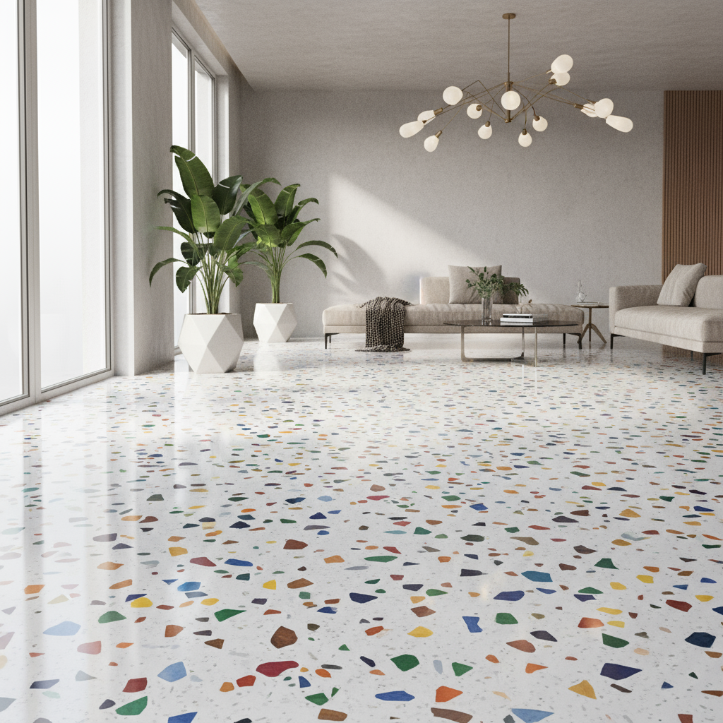 Terazzo concrete flooring